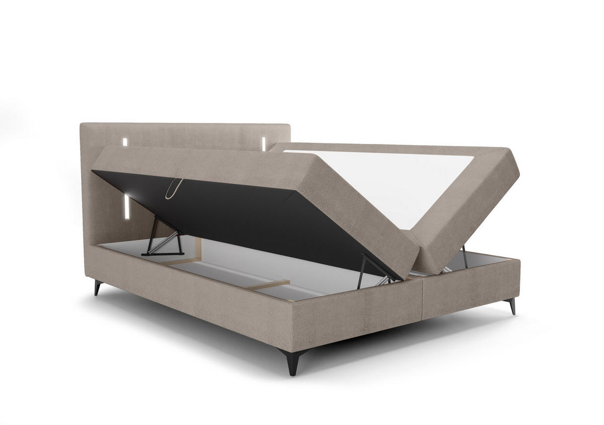 BOXBETT ONO mit Matratze H3, Bonell und Topper 160x200 CURIO 11 - Braun, Textil (160/200cm) - Bedante