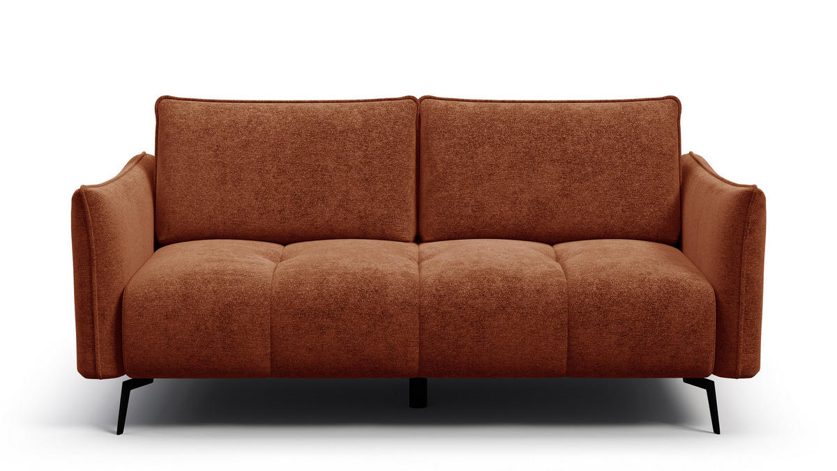 SOFA AERA 2,5-Sitzer, orange - Schwarz/Orange, Holz/Textil (187/89/96cm) - Courtois Laville