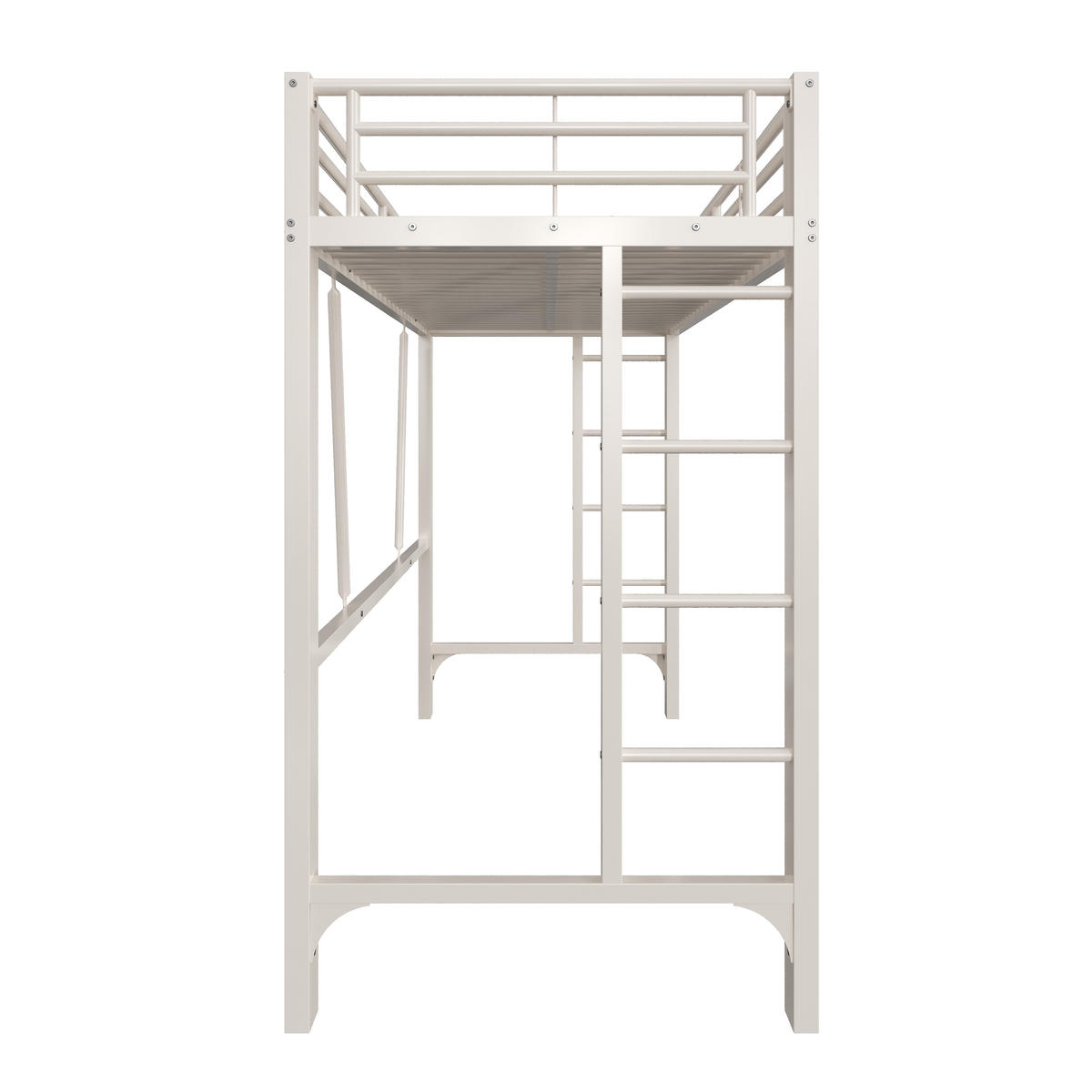 HOCHBETT 90/200 cm in Weiß mit Doppelleiter, Schutzgeländern und offenem Raum unter dem Bett aus Metall - Weiß, Metall (90/200cm) - STILVORA