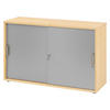 SCHIEBETÜRENSCHRANK - 2 Ordnerhöhen 40/120/74,8 cm in Ahornfarben/Silberfarben Streifengriff (Kunststoff) - Silberfarben/Ahornfarben, Holzwerkstoff (120/74.8/40cm) - bümö