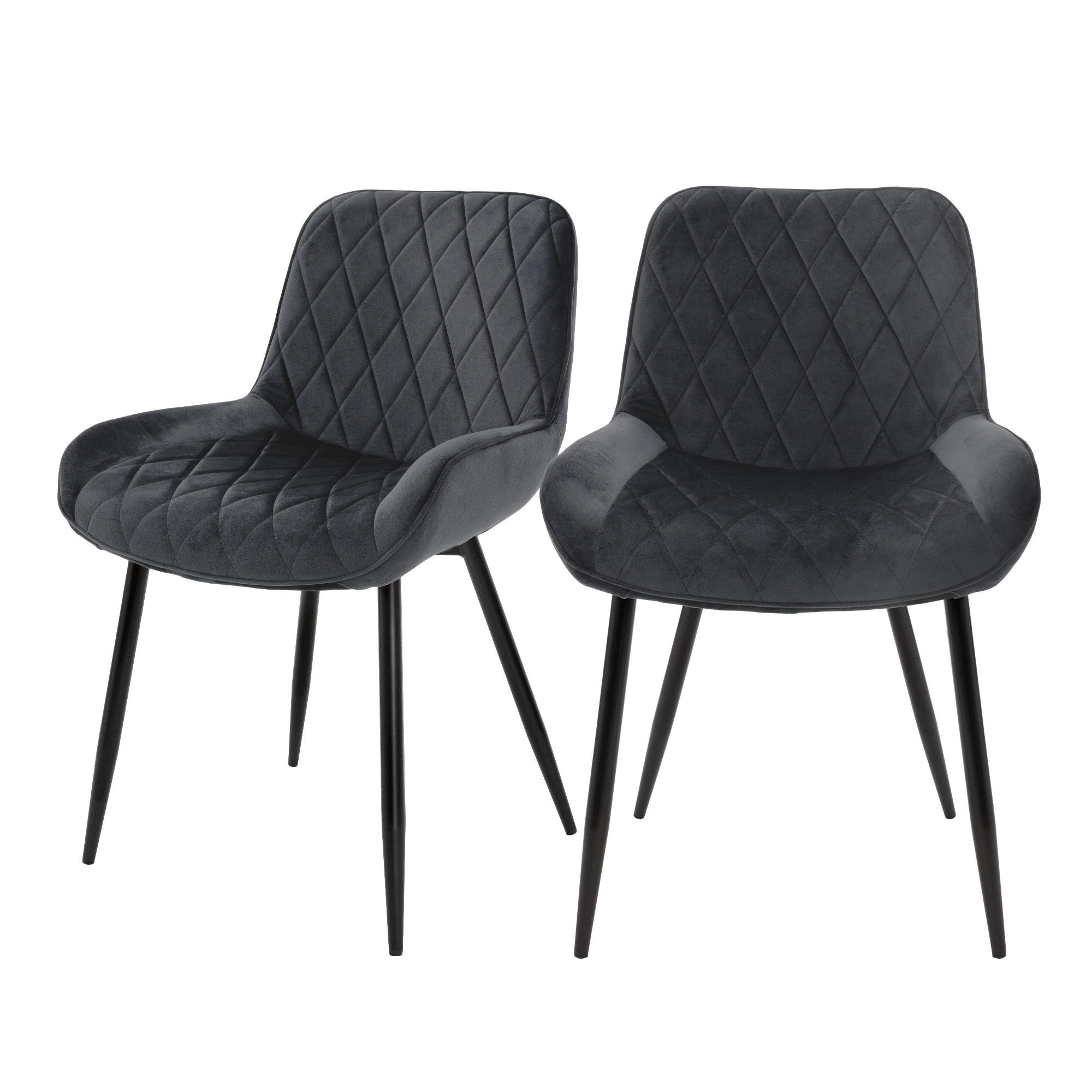 ML-DESIGN JÍDELNÍ ŽIDLE, sada 2 ks, antracitový samet