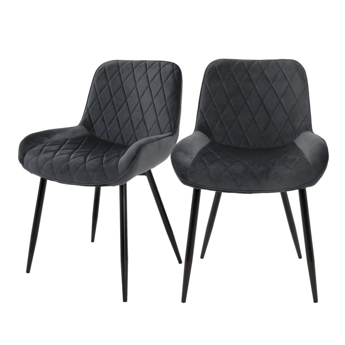 ESSZIMMERSTUHL Samt Dunkelgrau 2er Set - Dunkelgrau, Textil (54/81/60cm) - ML-DESIGN