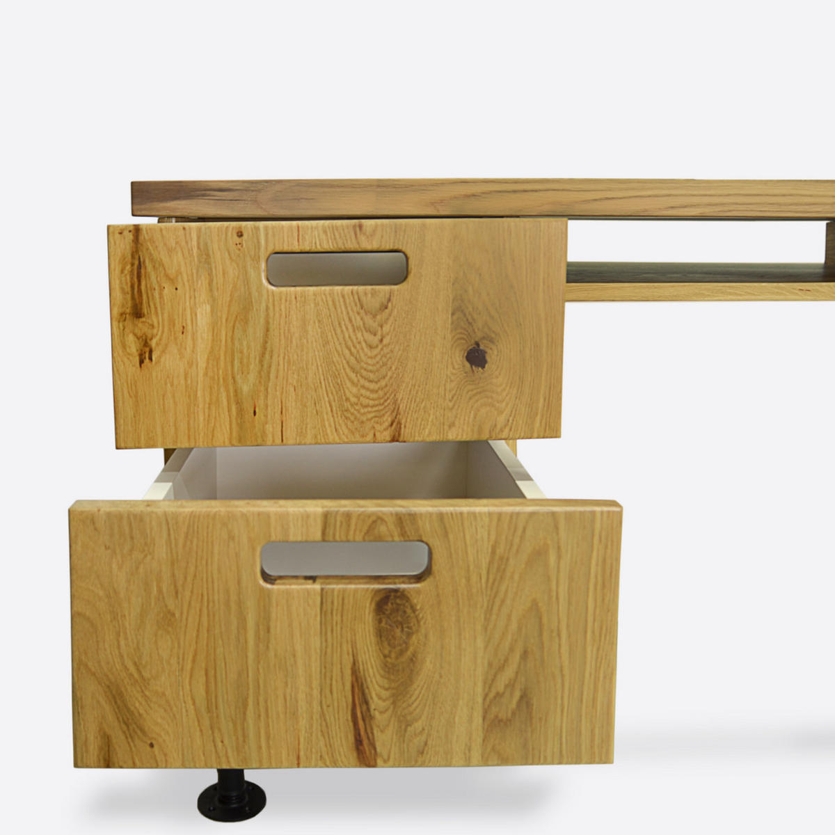 SCHREIBTISCH im industriellen Stil mit metallenen Beinen für das Büro DENAR I - Eichefarben, Holz (60/140/76cm) - Rawood Furniture