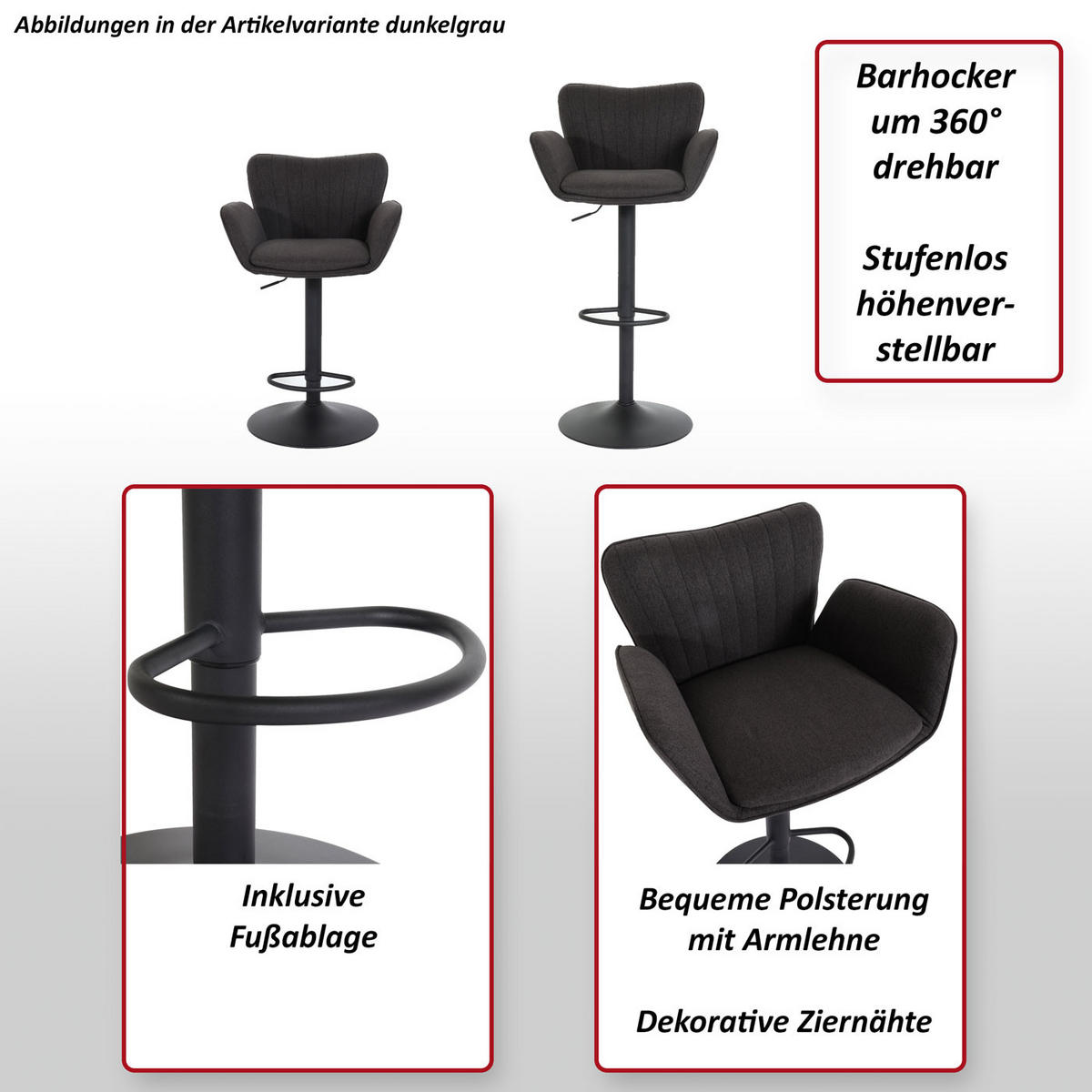 BARHOCKER Hellgrau - Hellgrau, Textil (50/110/45cm) - Jamb