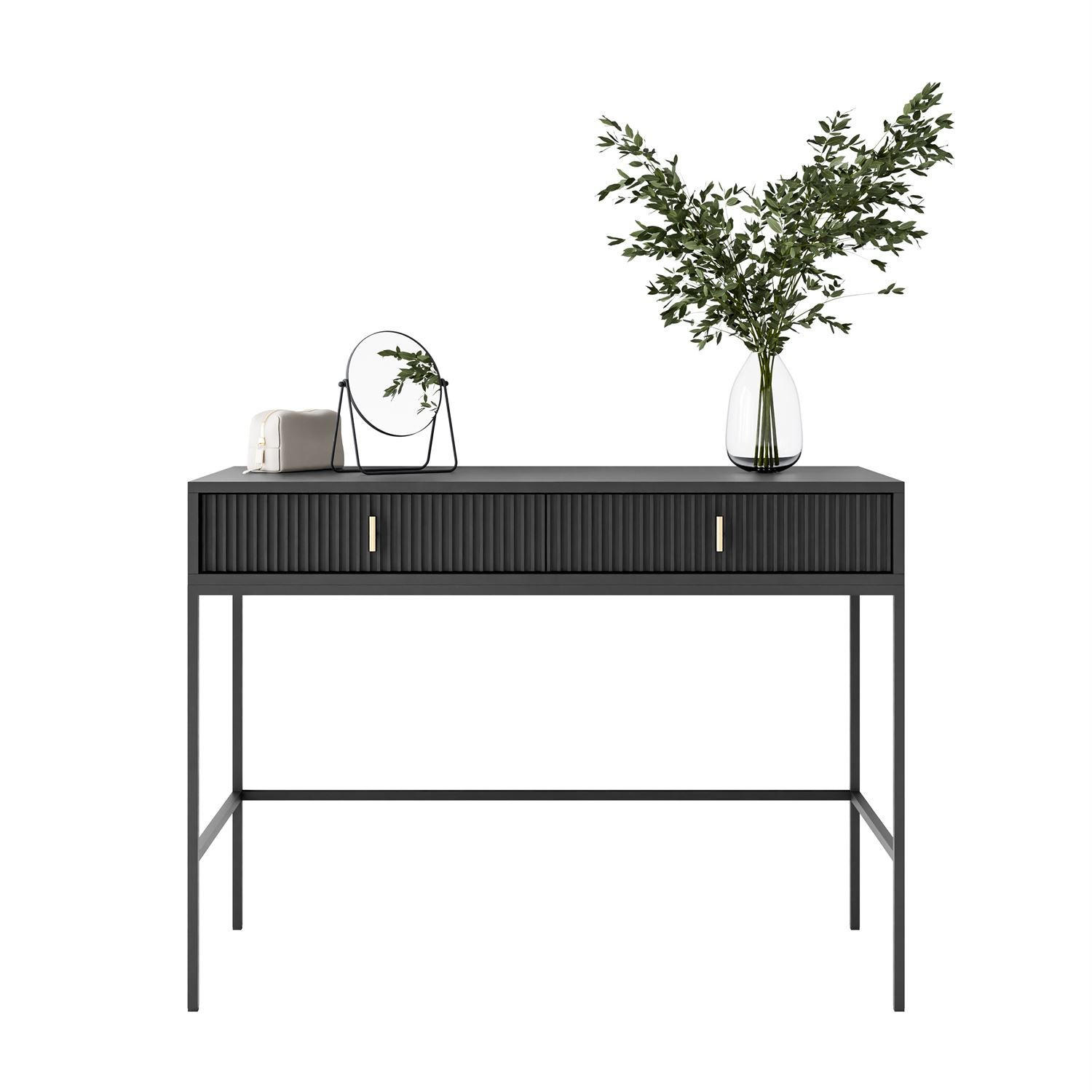 KONSOLE MIDNIGHT mit Schubladen auf Gestell schwarz - Schwarz, Holzwerkstoff (50/104/77cm) - Lookway