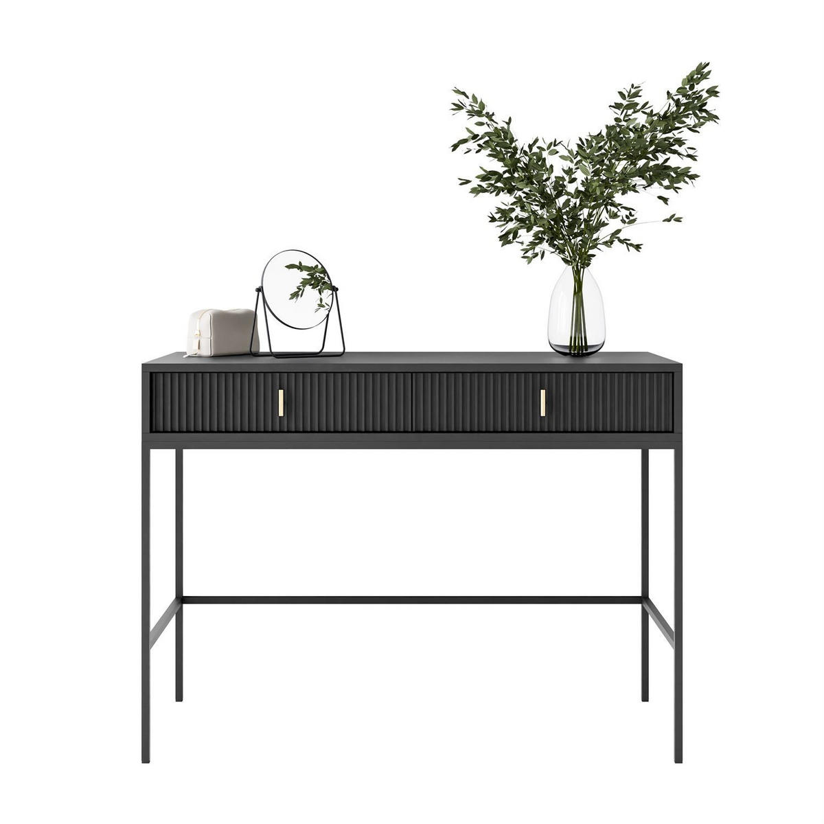 KONSOLE MIDNIGHT mit Schubladen auf Gestell schwarz - Schwarz, Holzwerkstoff (50/104/77cm) - Lookway