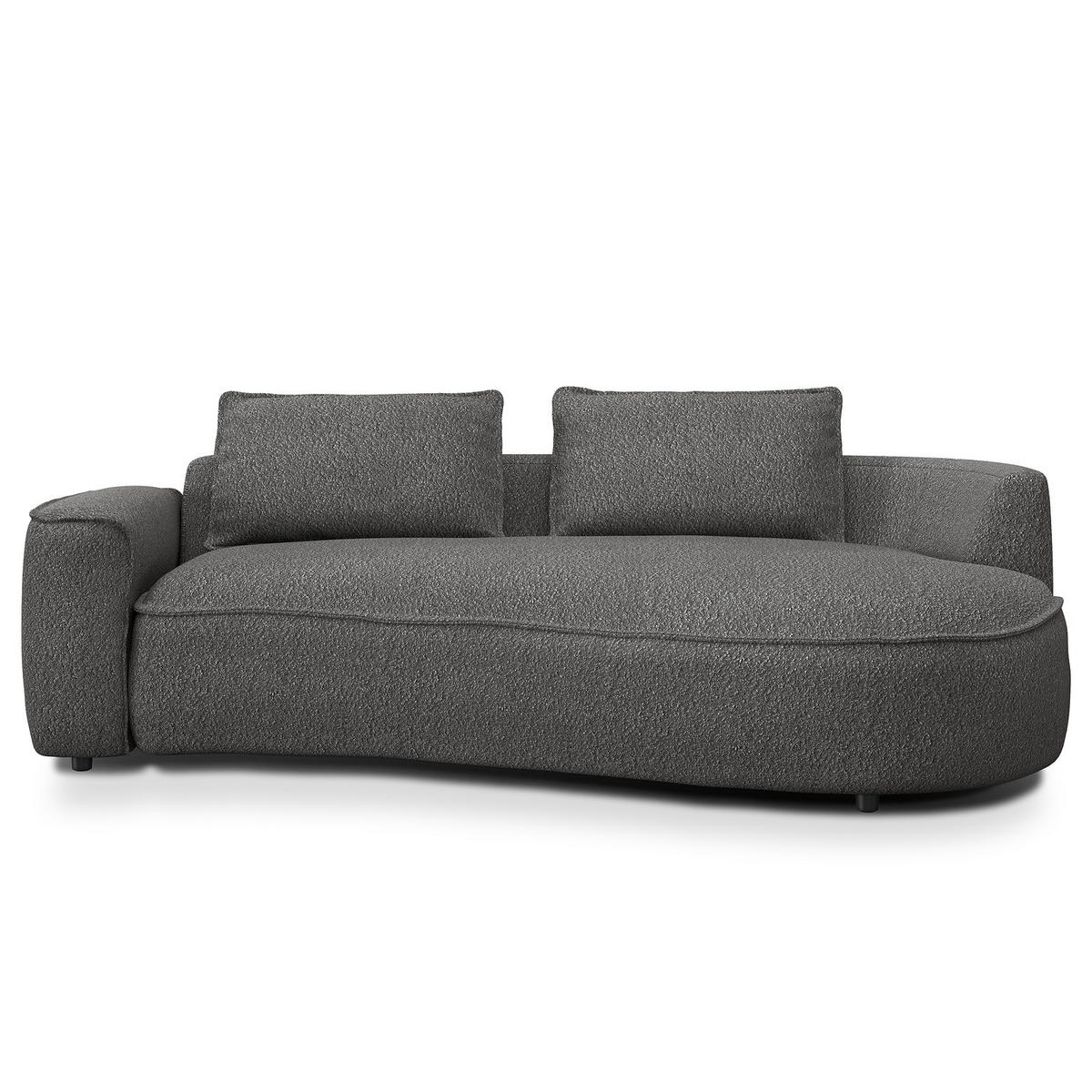 2,5-SITZER SOFA - Schwarz/Grau, Kunststoff/Textil (217/82/146cm) - home24