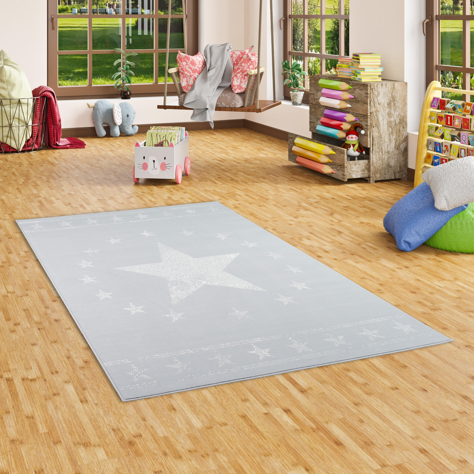 KINDER UND JUGEND TEPPICH TRENDLINE MODERN STARS - Grau, Textil (120/170cm) - Pergamon
