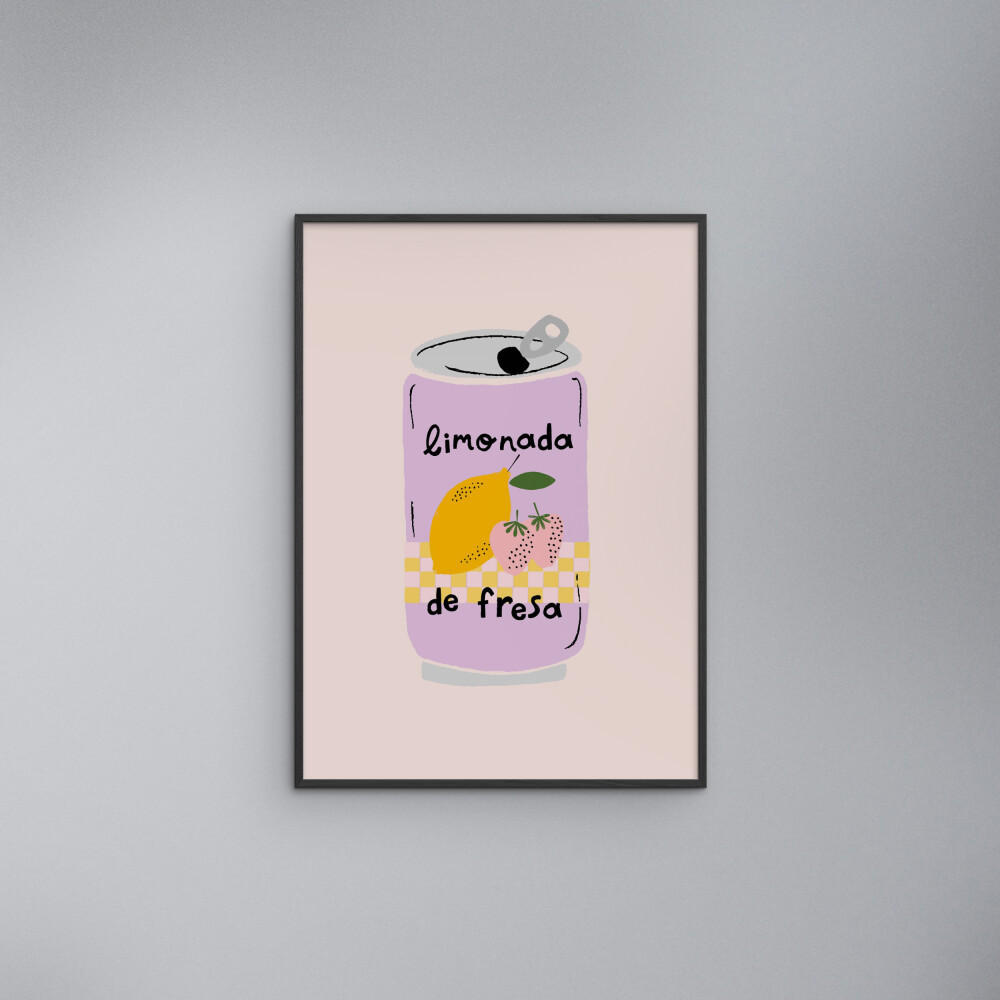POSTER mit Rahmen Aislinn Simmonds - Strawberry Lemonade - Pink/Schwarz, Holz/Papier (70/100cm) - Poster&Frame