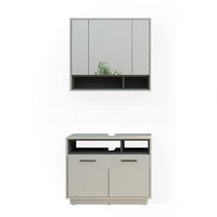BADMÖBEL-SET Beatrice Grau 2 Teile - Anthrazit/Grau, Holzwerkstoff (80/64/40cm) - Vicco
