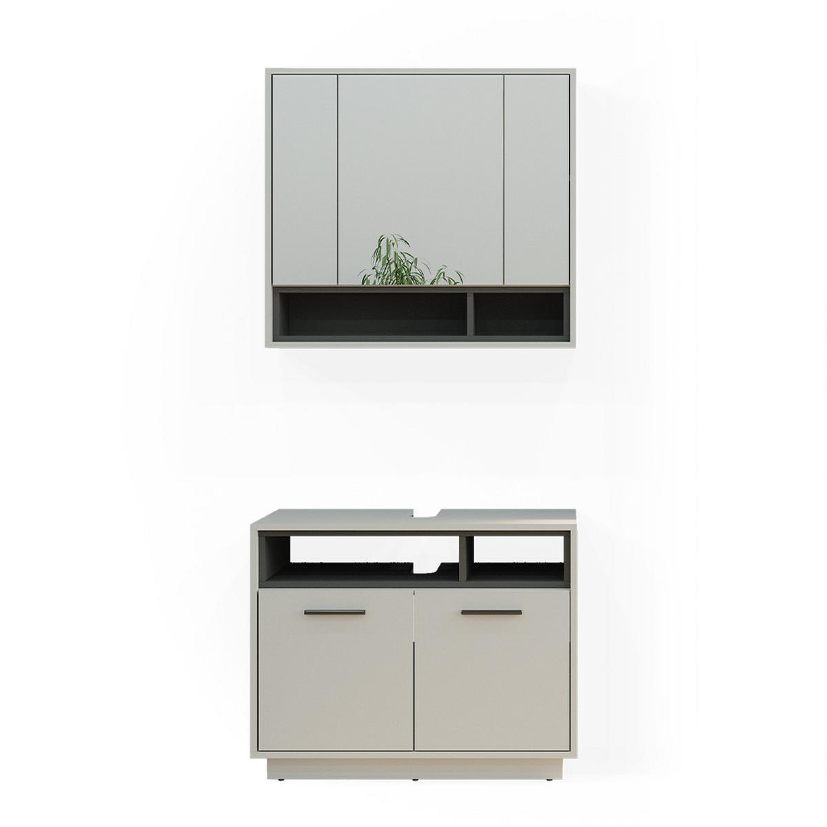 BADMÖBEL-SET Beatrice Grau 2 Teile - Anthrazit/Grau, Holzwerkstoff (80/64/40cm) - Vicco