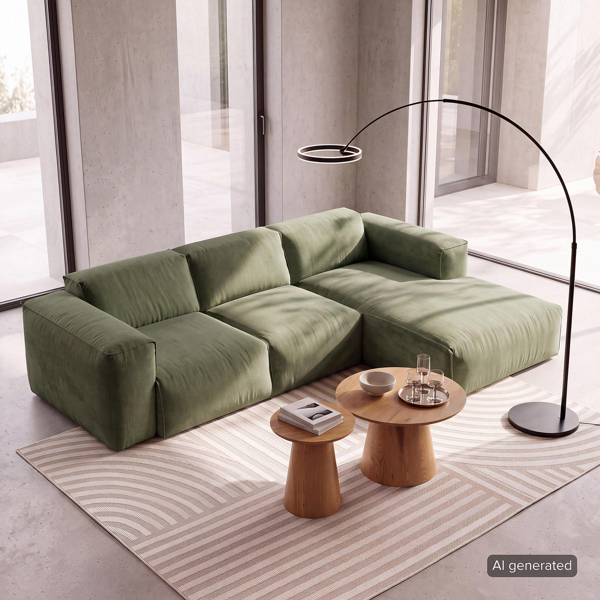 3-SITZER ECKSOFA mit Longchair - Dunkelgrün/Schwarz, Kunststoff/Textil (251/173cm) - home24