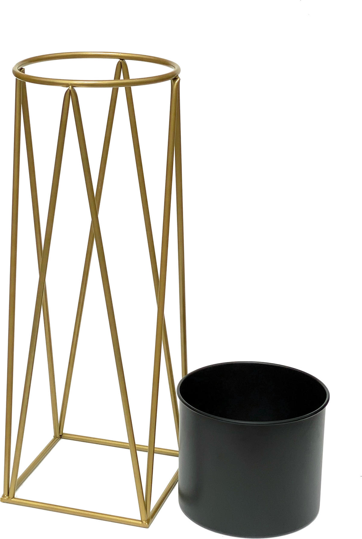 BLUMENHOCKER mit Topf Metall 70 cm 96046 L - Schwarz, Metall (26/70/26cm) - DanDiBo