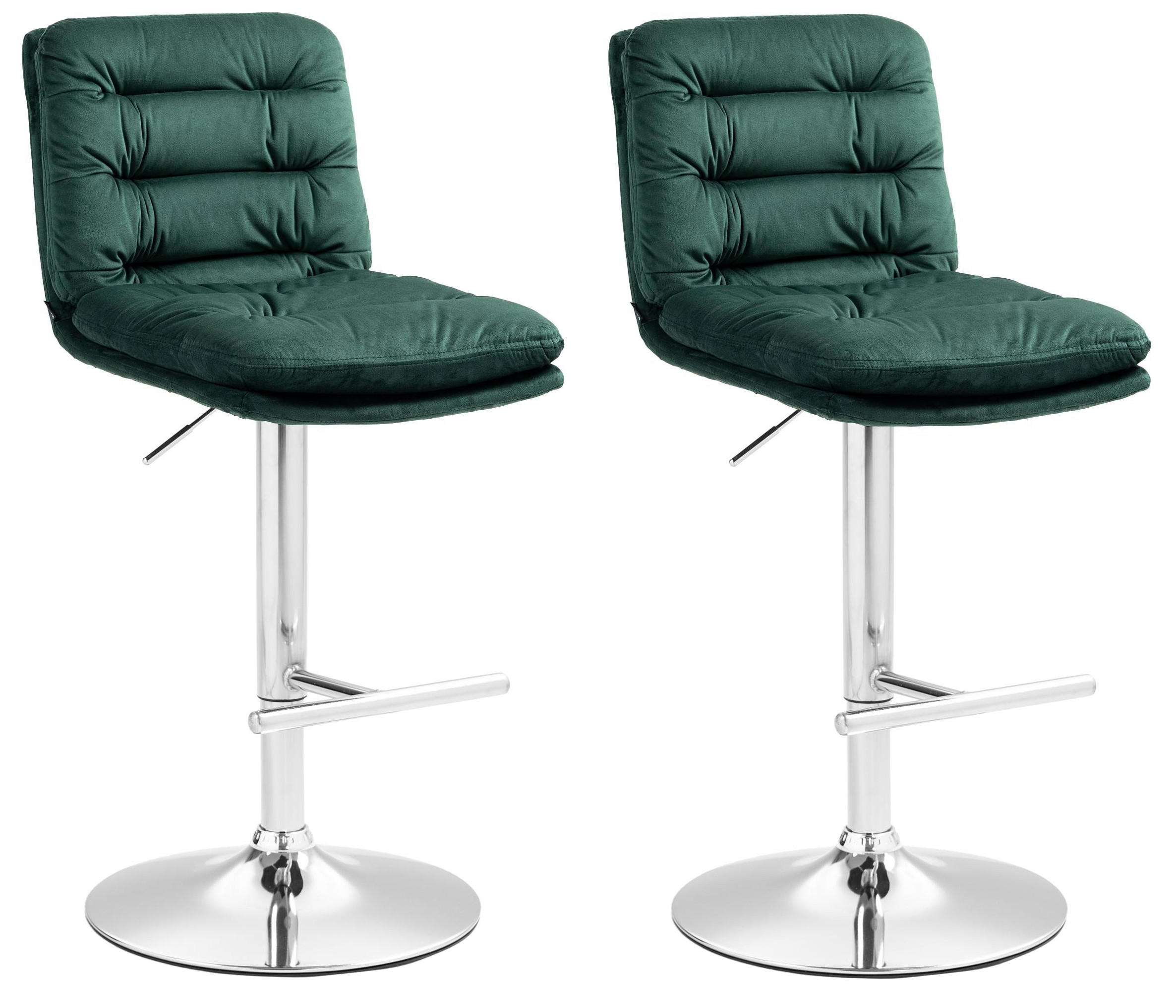 BARHOCKER 2er Set Samt grün - Chromfarben/Grün, Textil/Metall (42/94/56cm) - CLP
