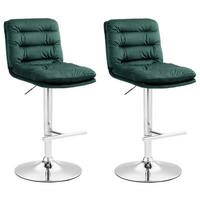 BARHOCKER 2er Set Samt grün - Chromfarben/Grün, Textil/Metall (42/94/56cm) - CLP