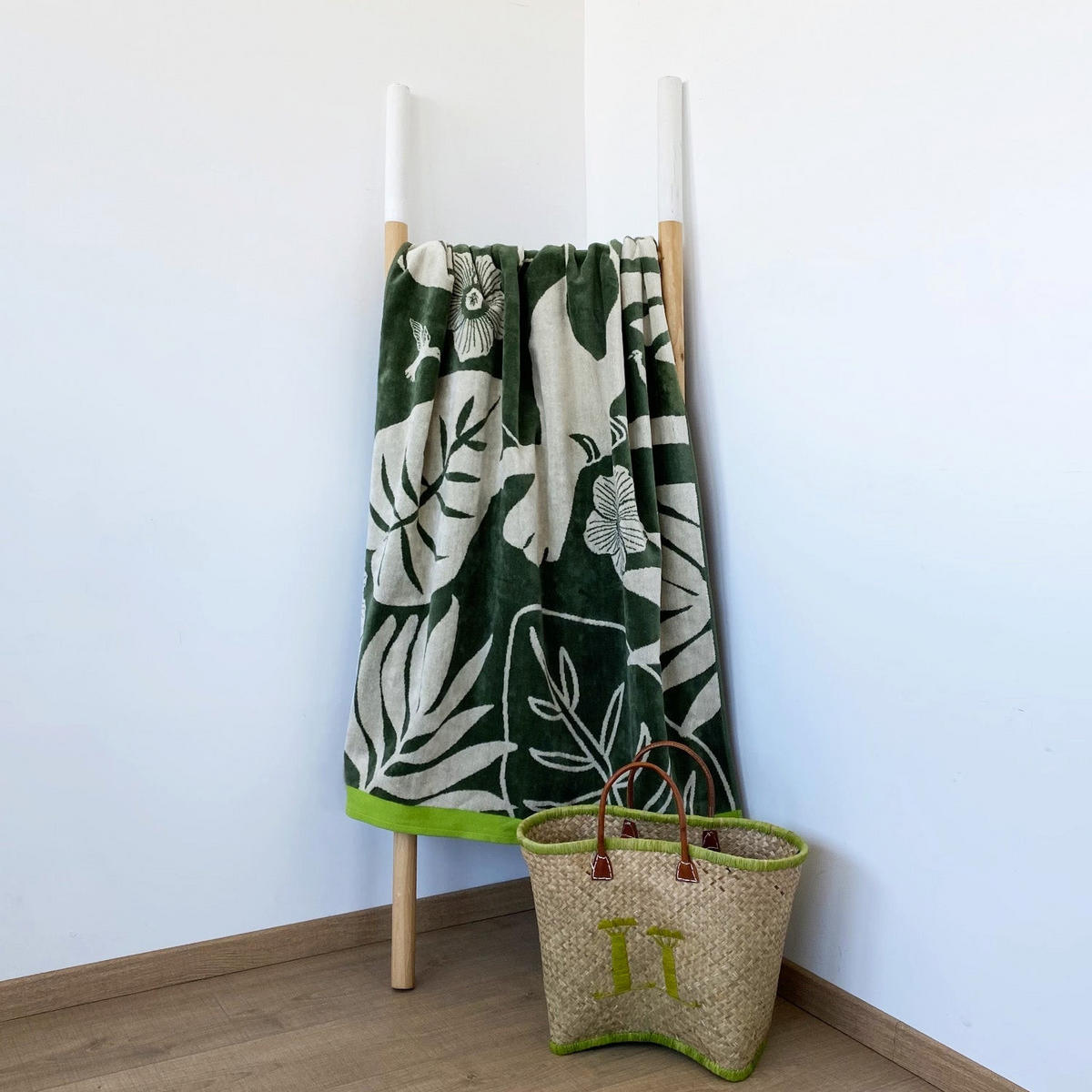 STRANDTUCH Velours-Jacquard Musia 100x175 470 g/m2 grün - Grün, Textil (100/175cm) - LE COMPTOIR DE LA PLAGE