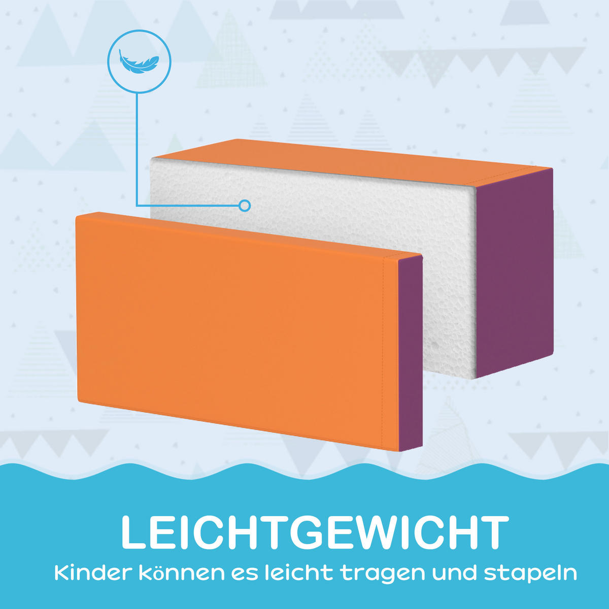 BAUSTEINSET 7er-Set Schaumstoff Bausteine Bauspielzeug für 1-3 Jahre alt Kinder - Multicolor, Kunststoff (40/11/60cm) - HOMCOM