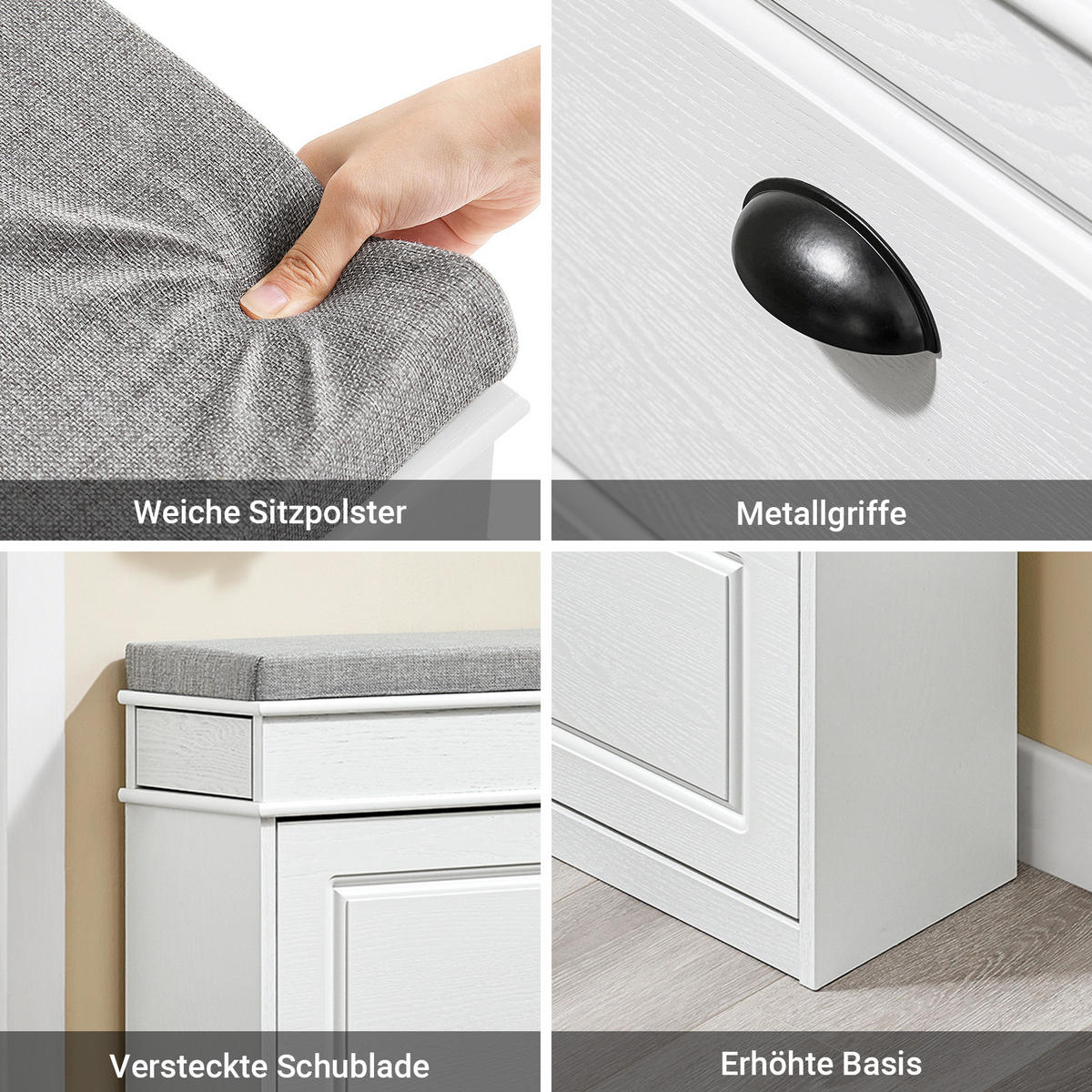 SCHUHBANK Weiß - Weiß, Holzwerkstoff (104/51/24cm) - SoBuy