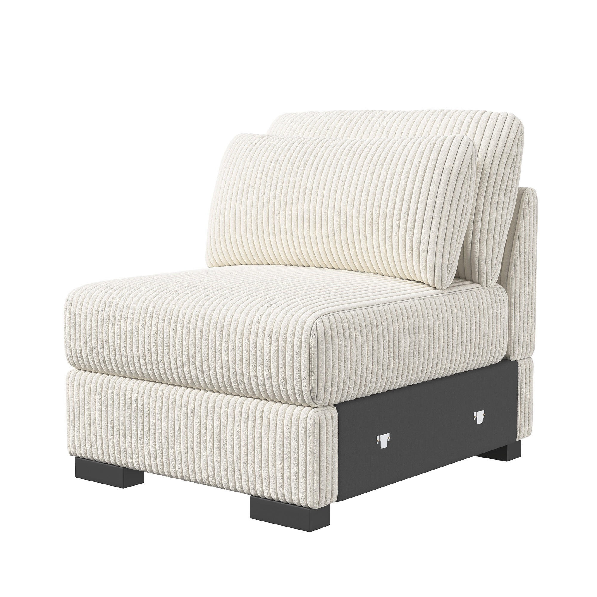 LOUNGE-SESSEL Modern Creme Mit Kord-Polsterung & Schwarzem Gestell - Beige, Holz (74/85/88cm)