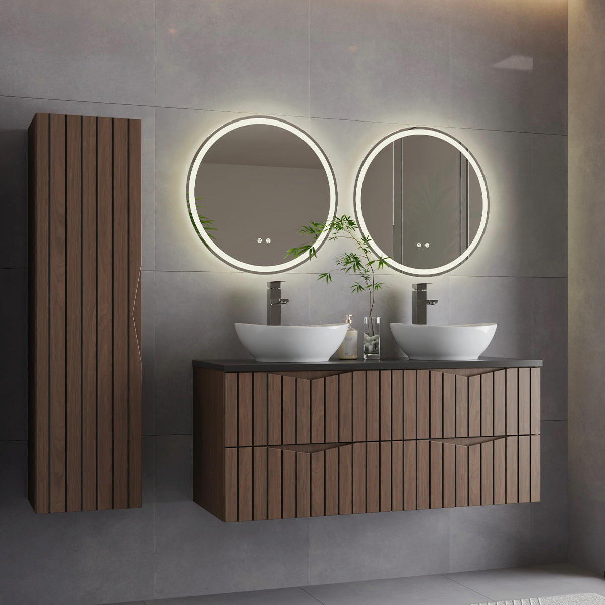 BADMÖBEL 120.6cm Siena 2er-Set Holz und Schwarz - Schwarz, Holzwerkstoff (120.6/52.2/46.5cm) - Petits-meubles