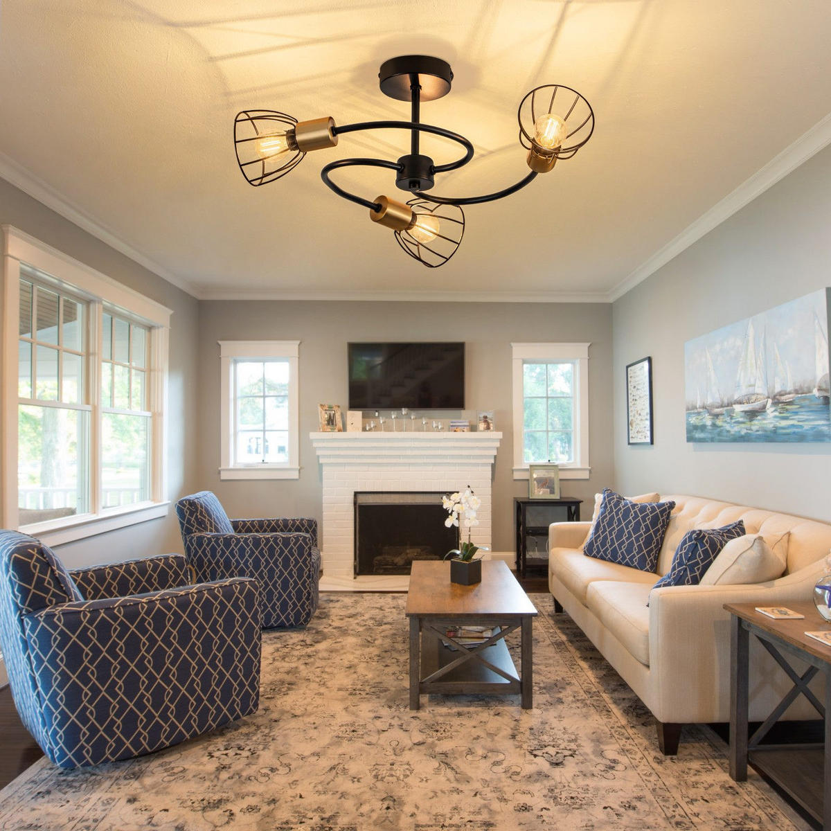 PENDELLEUCHTE CARLSON Ⅲ 55/55/26 cm - Schwarz, Metall (55/55/26cm) - Nettlife