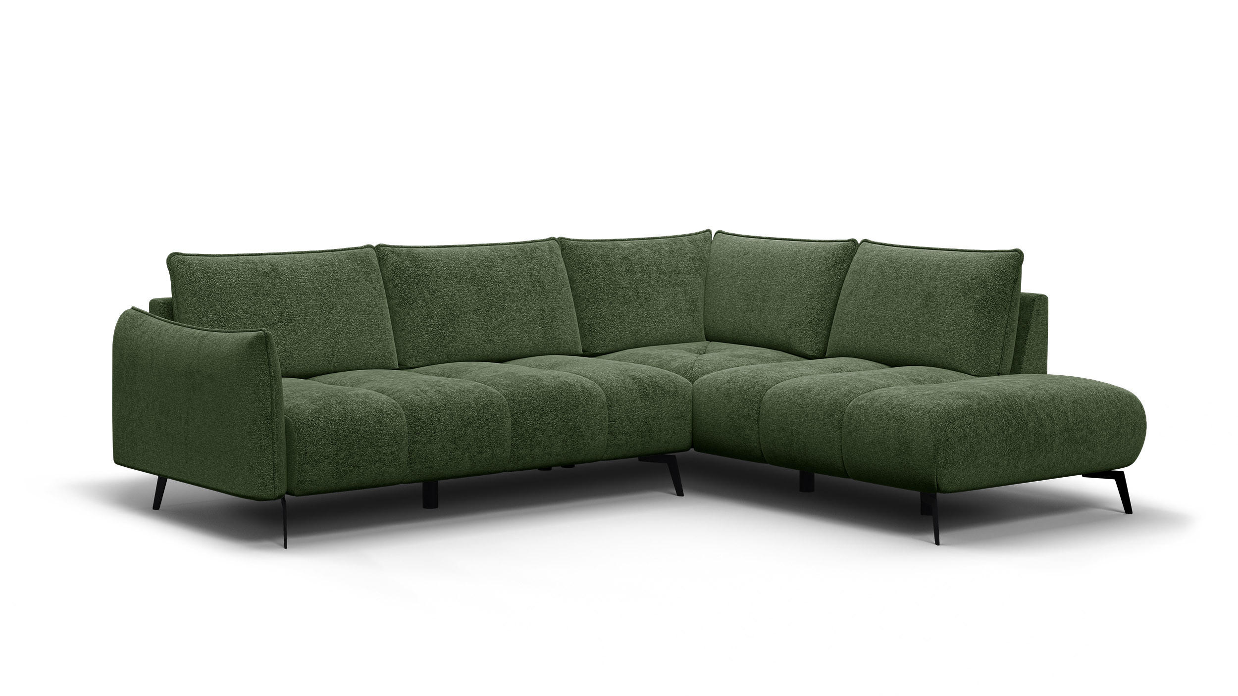 ECKSOFA AERA 5-Sitzer rechts, dunkelgrün - Dunkelgrün/Schwarz, Holz/Textil (268/206cm) - Courtois Laville