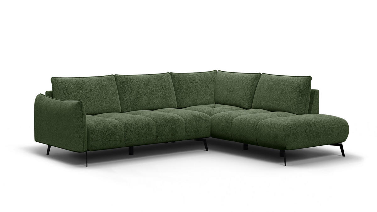 ECKSOFA AERA 5-Sitzer rechts, dunkelgrün - Dunkelgrün/Schwarz, Holz/Textil (268/206cm) - Courtois Laville