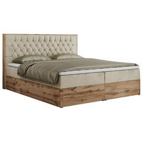 BOXBETT AMORE 200/200 Beige Struktur - H3 - Beige, Holz/Textil (200/200cm) - MKS