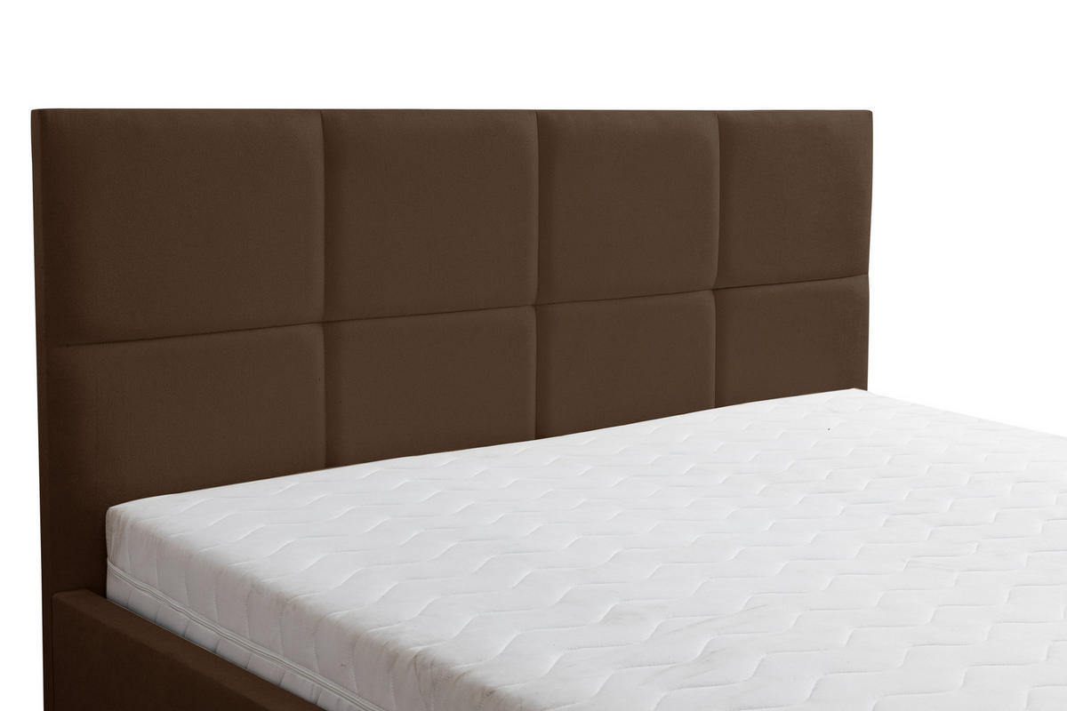 POLSTERBETT BETTY mit Kopfteil, 180 x200 cm, Doppelbett mit Bettkasten und Lattenrost aus Velourstoff, Velourstoff, Frabe: Braun - Braun, Holz/Kunststoff (180/200cm) - VENASI MÖBEL