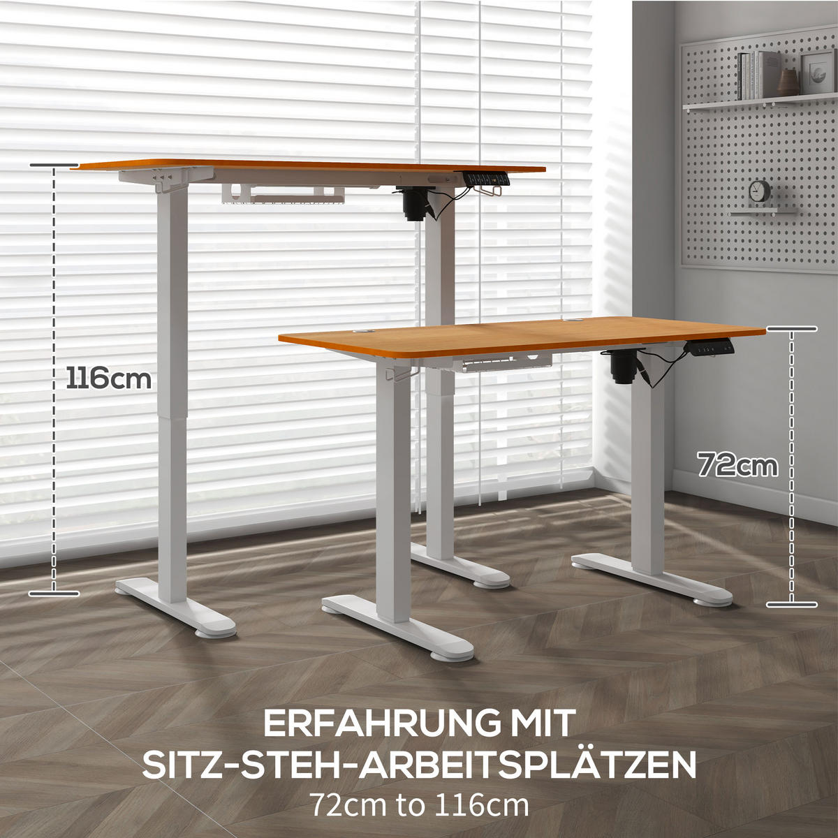 HÖHENVERSTELLBARER Schreibtisch, Natur - Naturfarben, Kunststoff (120/60/116cm) - Vinsetto