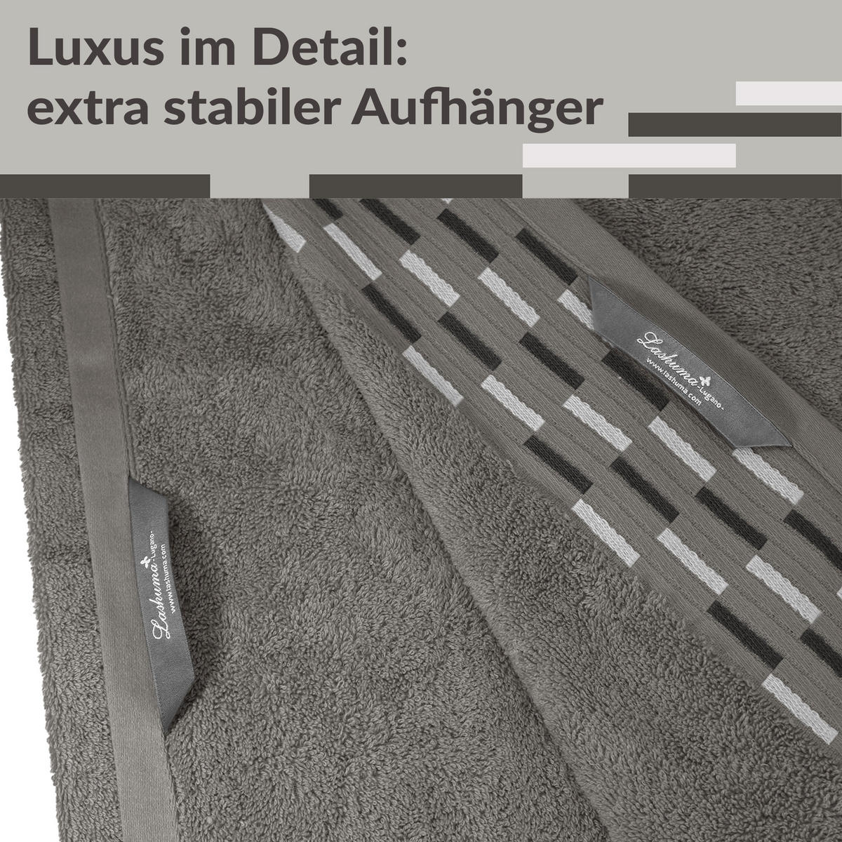 BADETUCH Lugano Dunkelgrau 100x200 cm - Dunkelgrau, Textil (100/200cm) - Lashuma