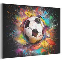 AKUSTIKBILD Fußball - Farbe - Farben - Schwarz - Weiß Akustikpaneele 90x60 cm - Weiß, Kunststoff (90/60/0.9cm) - MuchoWow