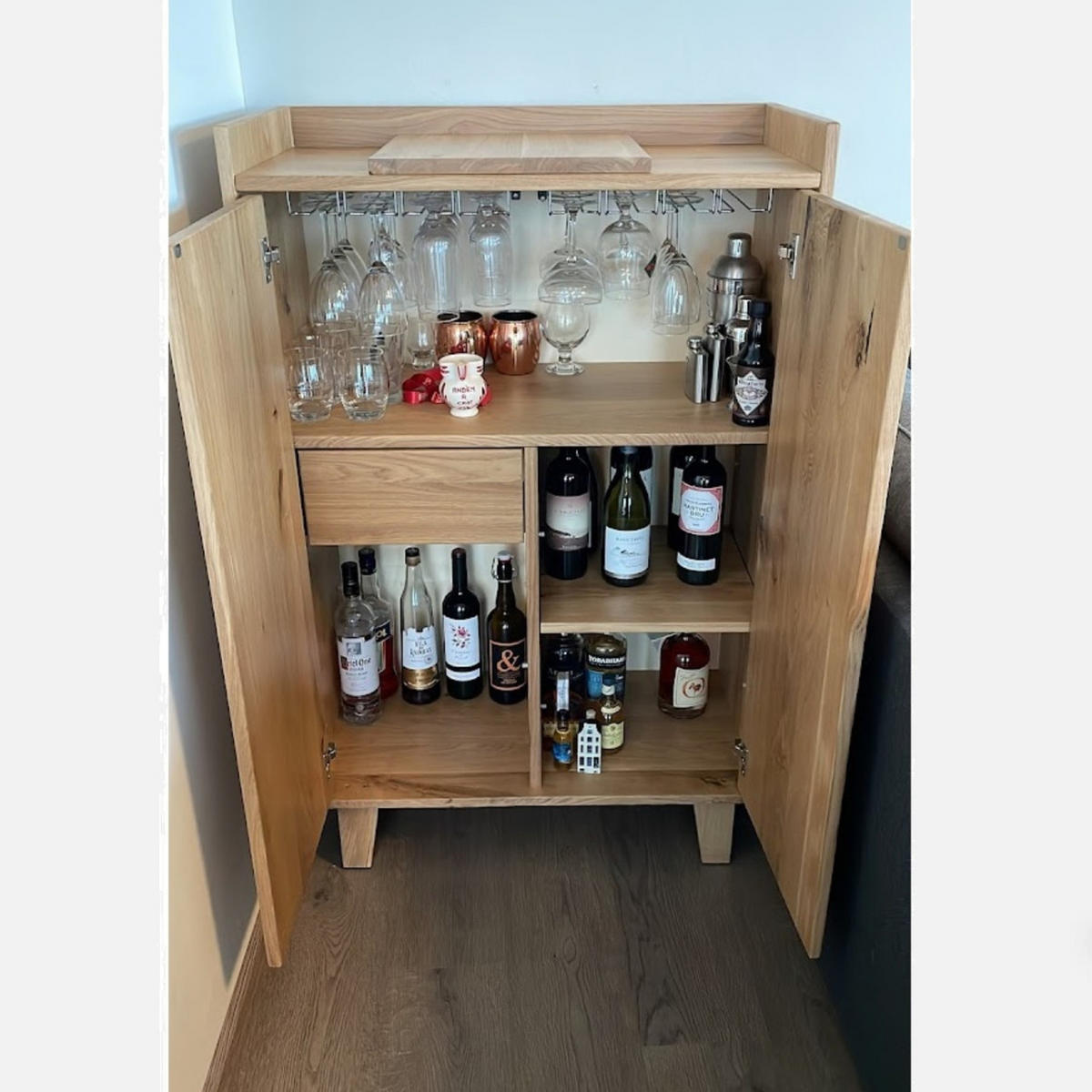 BAR aus Massivholz für das Wohnzimmer NESS - Eichefarben, Holz (100/120/40cm) - Rawood Furniture