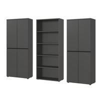 BÜRO-SET "Stuttgart" groß mit 3 Aktenschränke Soft-Close 272x197 cm Graphit - Schwarz, Holzwerkstoff (272/197/40cm) - KADIMA DESIGN