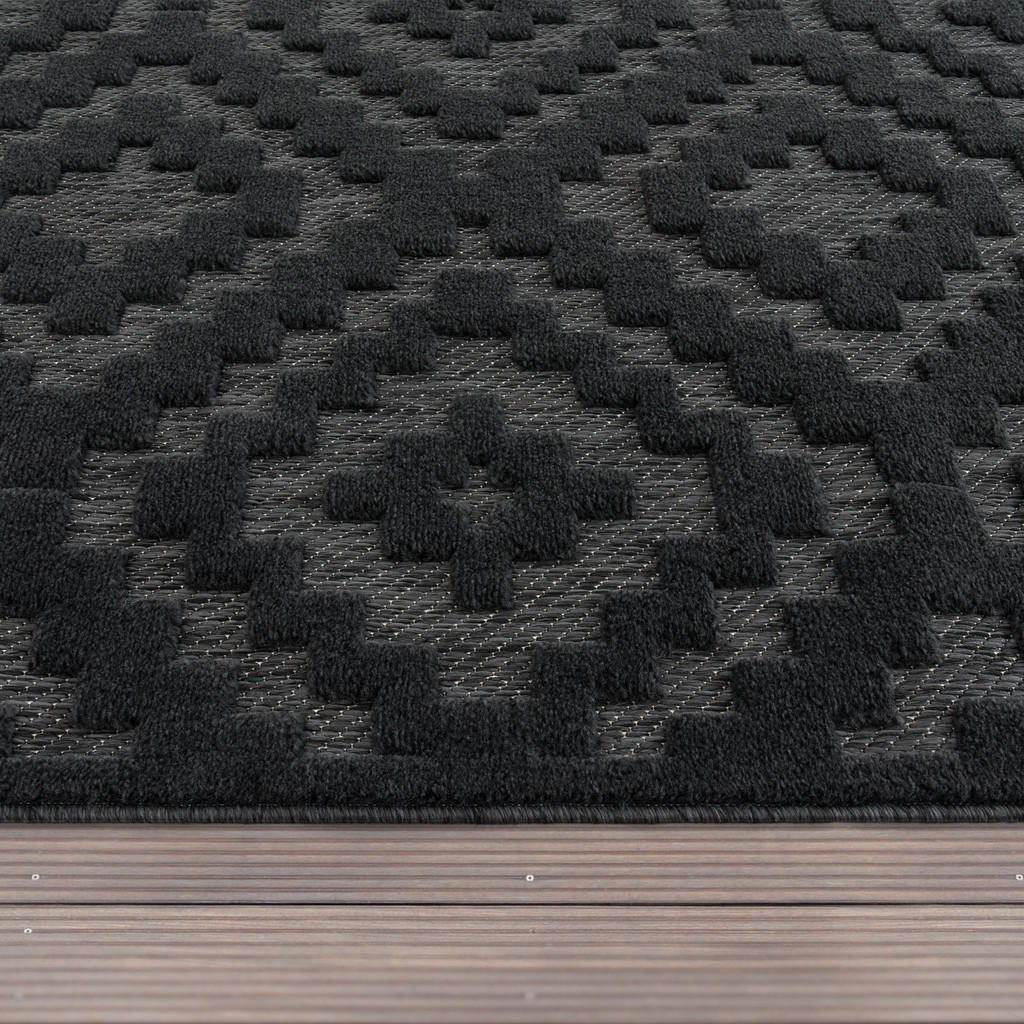 Thumbnail - Paco Home Outdoorteppich, Anthrazit, Textil, Rechteckig, 80x150 cm, strapazierfähig, für Fußbodenheizung geeignet, Teppi...