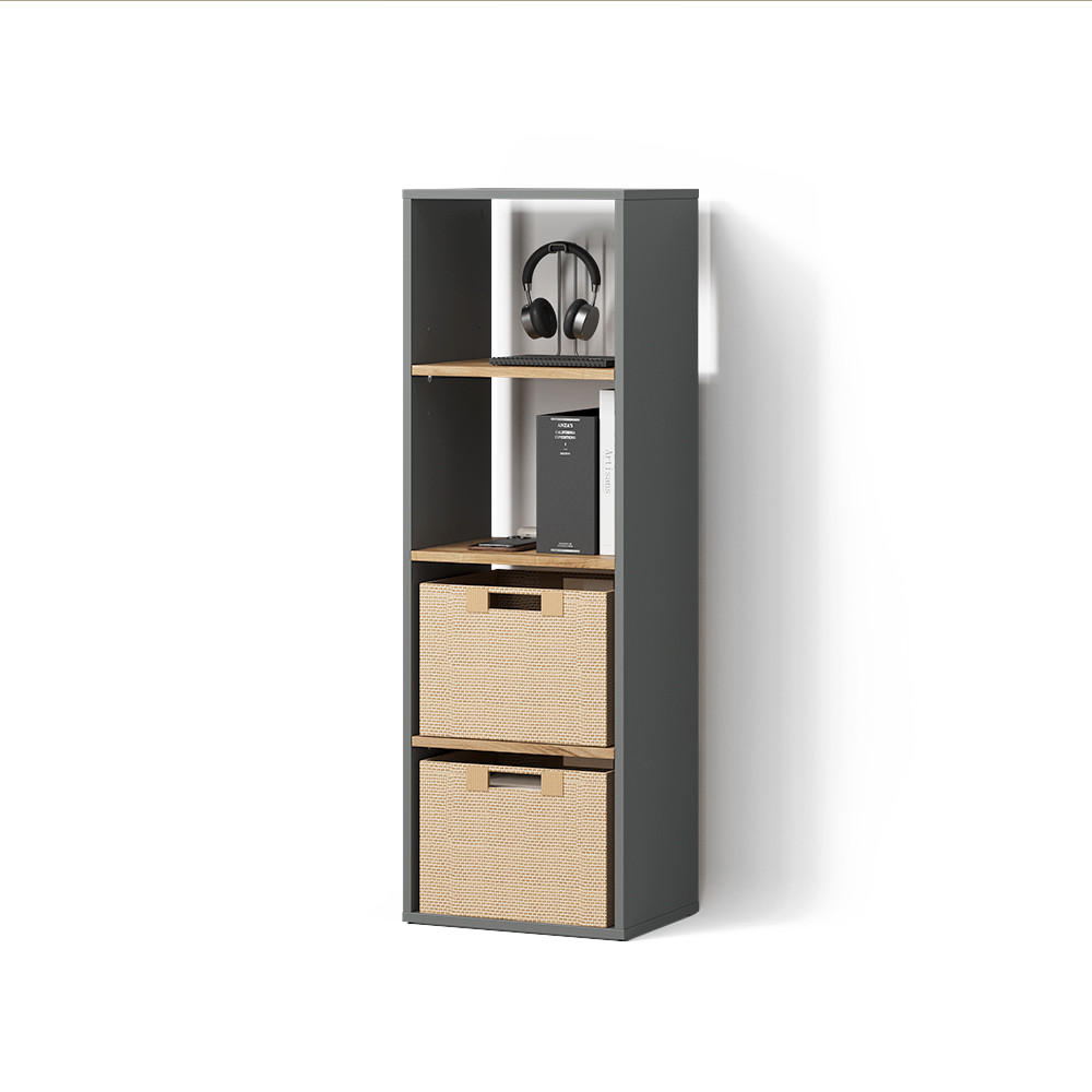 BÜCHERREGAL Lorena Anthrazit/Goldkraft Eiche mit 4 Fächern - Anthrazit, Holzwerkstoff (40/120/30cm) - Livinity®