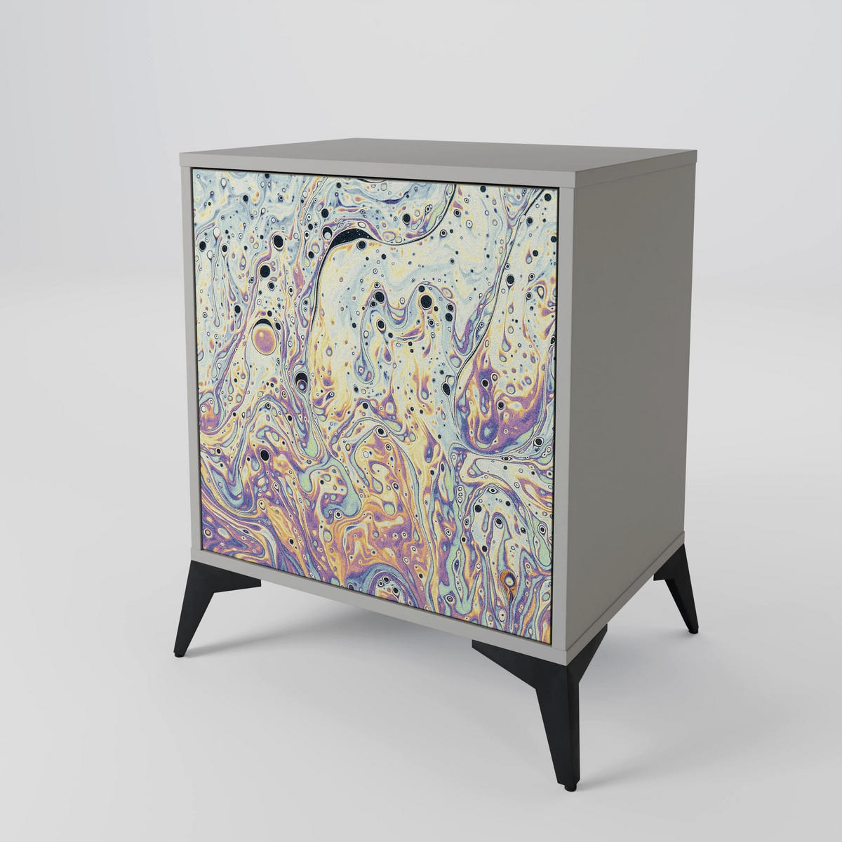SIDEBOARD MOSAIC OF COLORS, Grau, 57,5x42x57,5 cm, Ohne Füße - Multicolor/Grau, Holzwerkstoff (57.5/57.5/42cm) - SpaceRebels