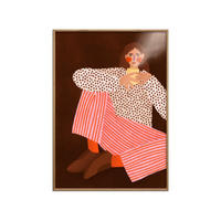 POSTER mit Rahmen Bea Muller - Woman With the Cup of Tea - Eichefarben/Multicolor, Holz/Papier (70/100cm) - Poster&Frame