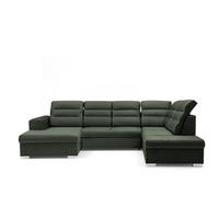 ECKSOFA U-Form CLOUD U Rechts mit Schlaffunktion 120x252 Velours Dunkelgrün - Dunkelgrün/Silberfarben, Holz/Kunststoff (202/103/320cm) - Muffo