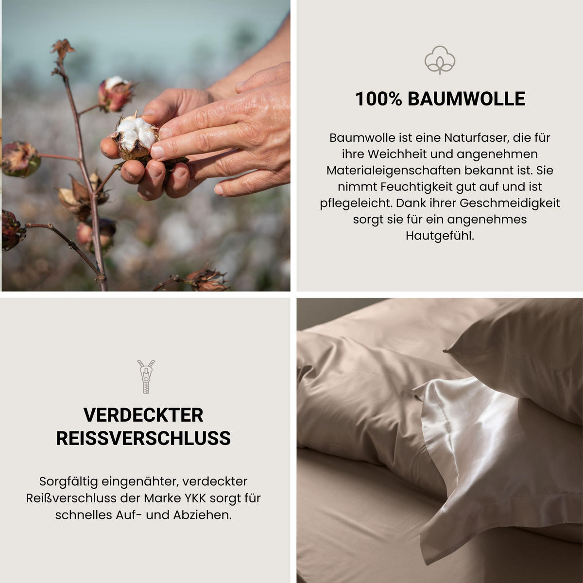 BETTWÄSCHESET Ella - Baumwollsatin - 2-teilig - 135 x 200 cm - Cappuccino - Cappuccino, Textil (135/200cm) - SCHIESSER