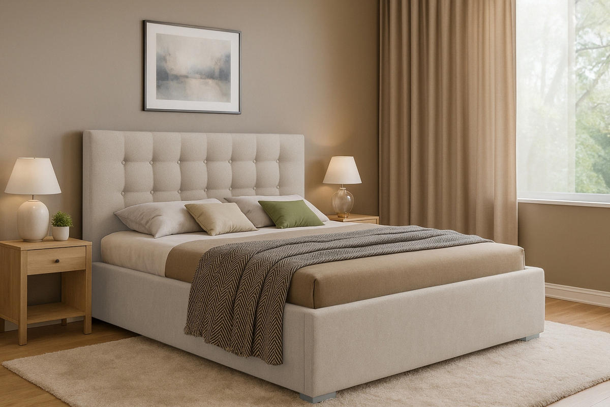 POLSTERBETT KINA 200/200 in Velours Beige - Beige, Holz/Holzwerkstoff (200/200cm) - Deine Möbel 24