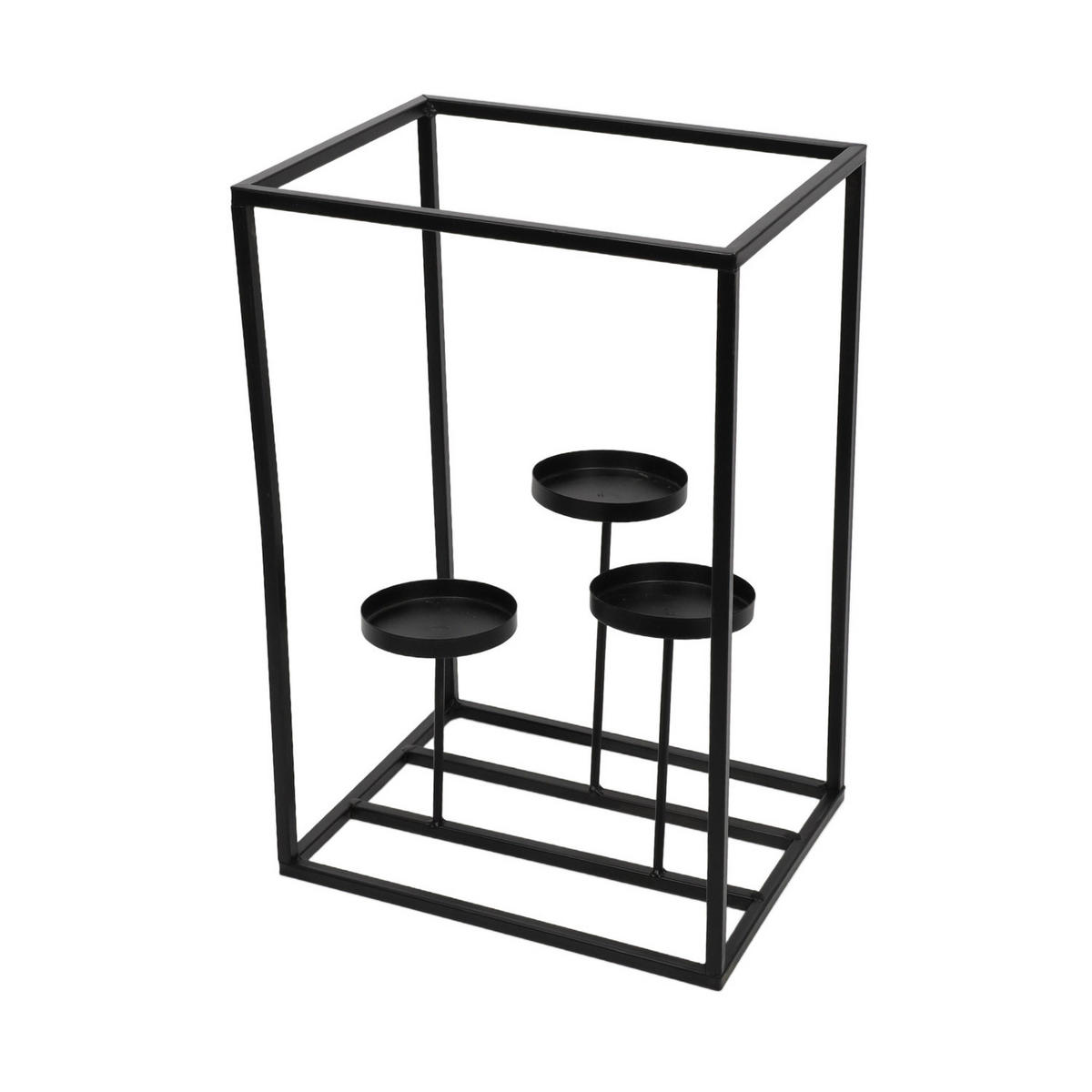 TEELICHTHALTER aus Metall 24/20/36 cm - Schwarz, Metall (36cm) - Home Styling Collection