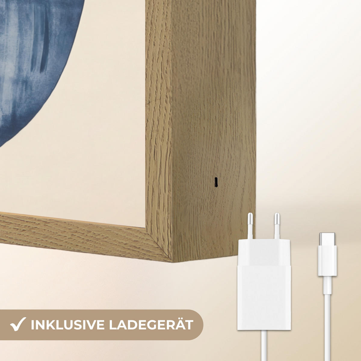 WANDLEUCHTE MIT AKKU Formen - Blau - Abstrakt 40x60 cm - Dunkelblau, Holzwerkstoff (40/60/8cm) - OnlyWow