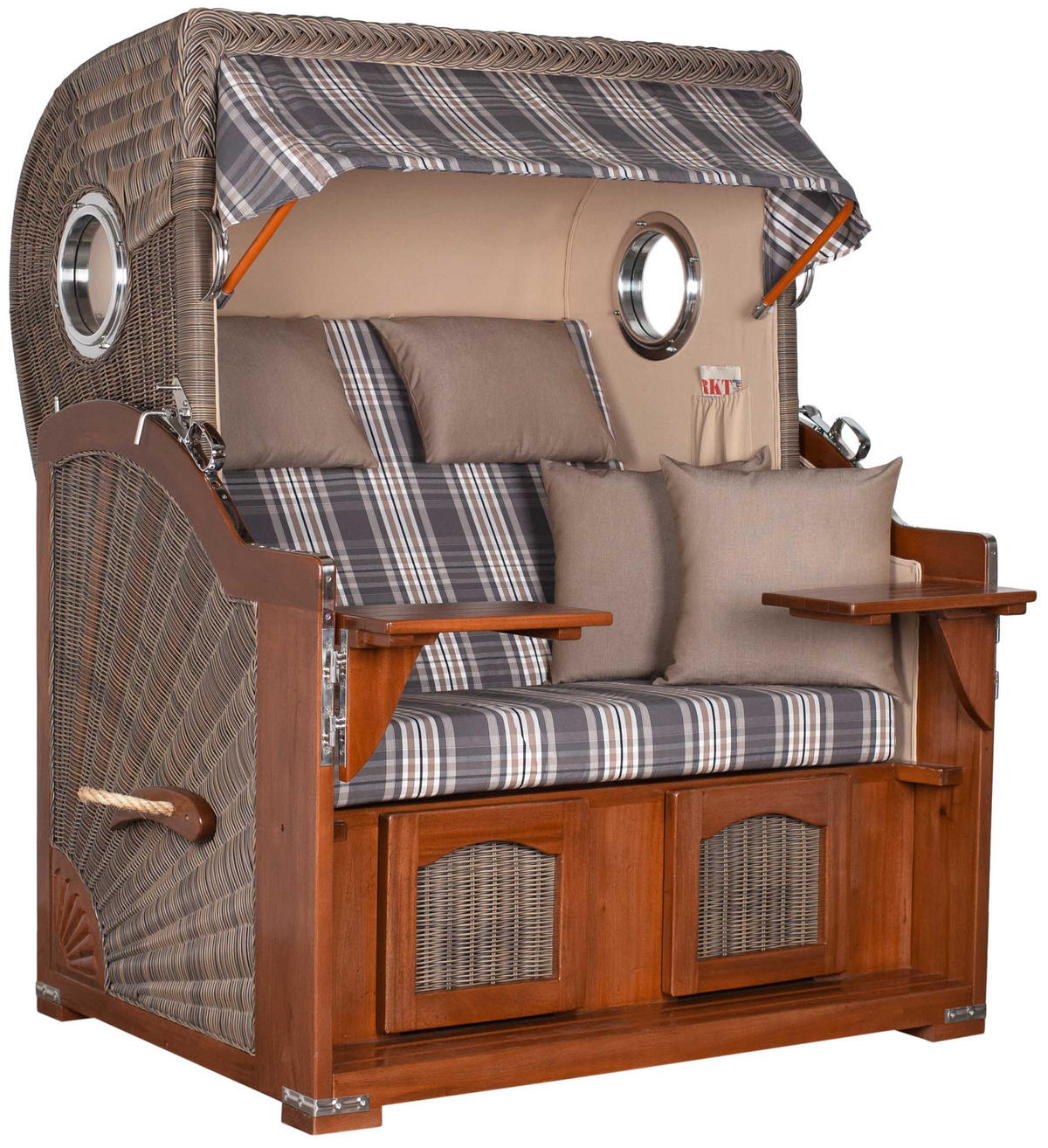 STRANDKORB 2-Sitzer Düne Mahagoni 522 - Braun/Grau, Holz (125/170/80cm) - Mr. Deko