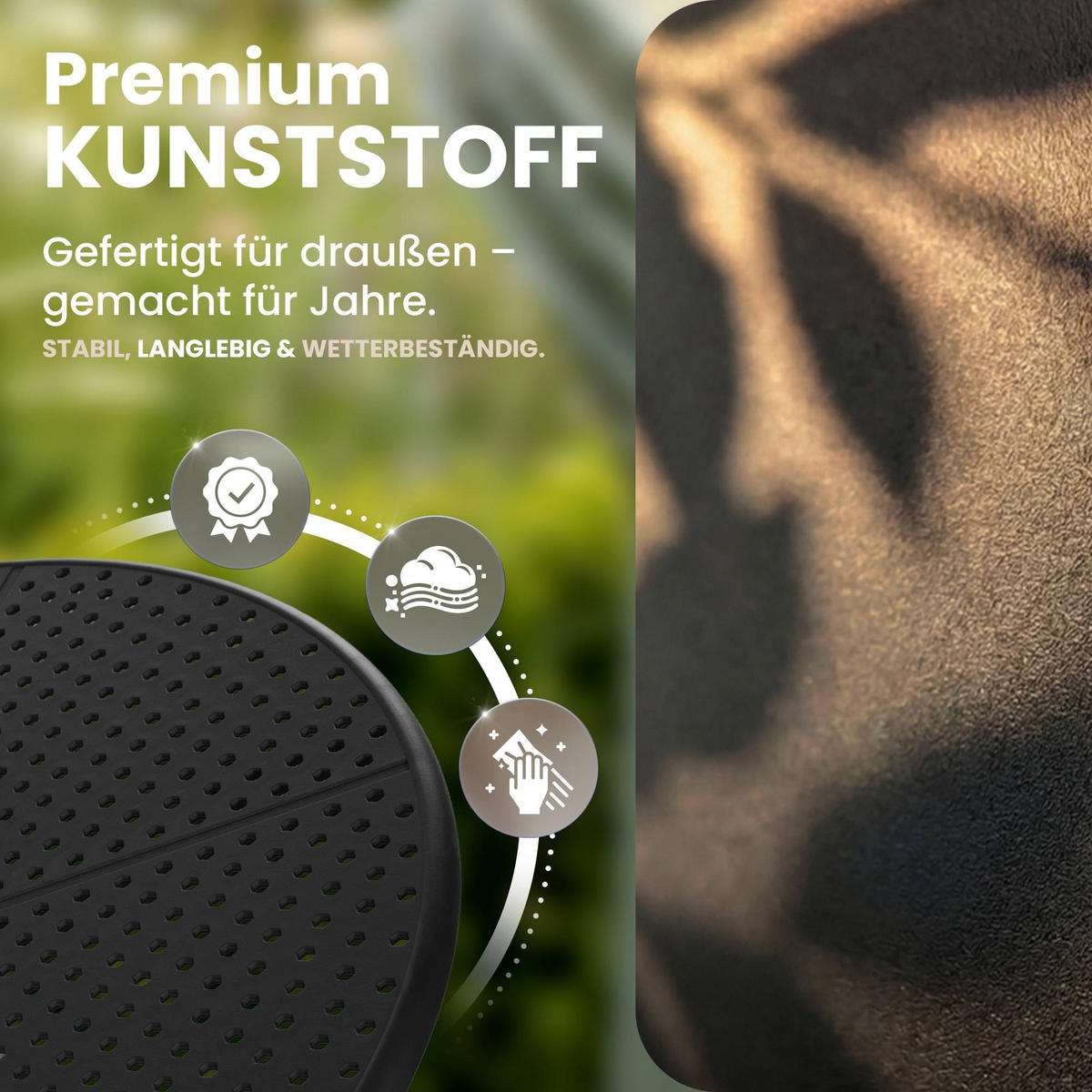 GARTENTISCH rund Ø60 cm Kunststoff Schwarz - Schwarz, Kunststoff (60/60/76cm) - CLP