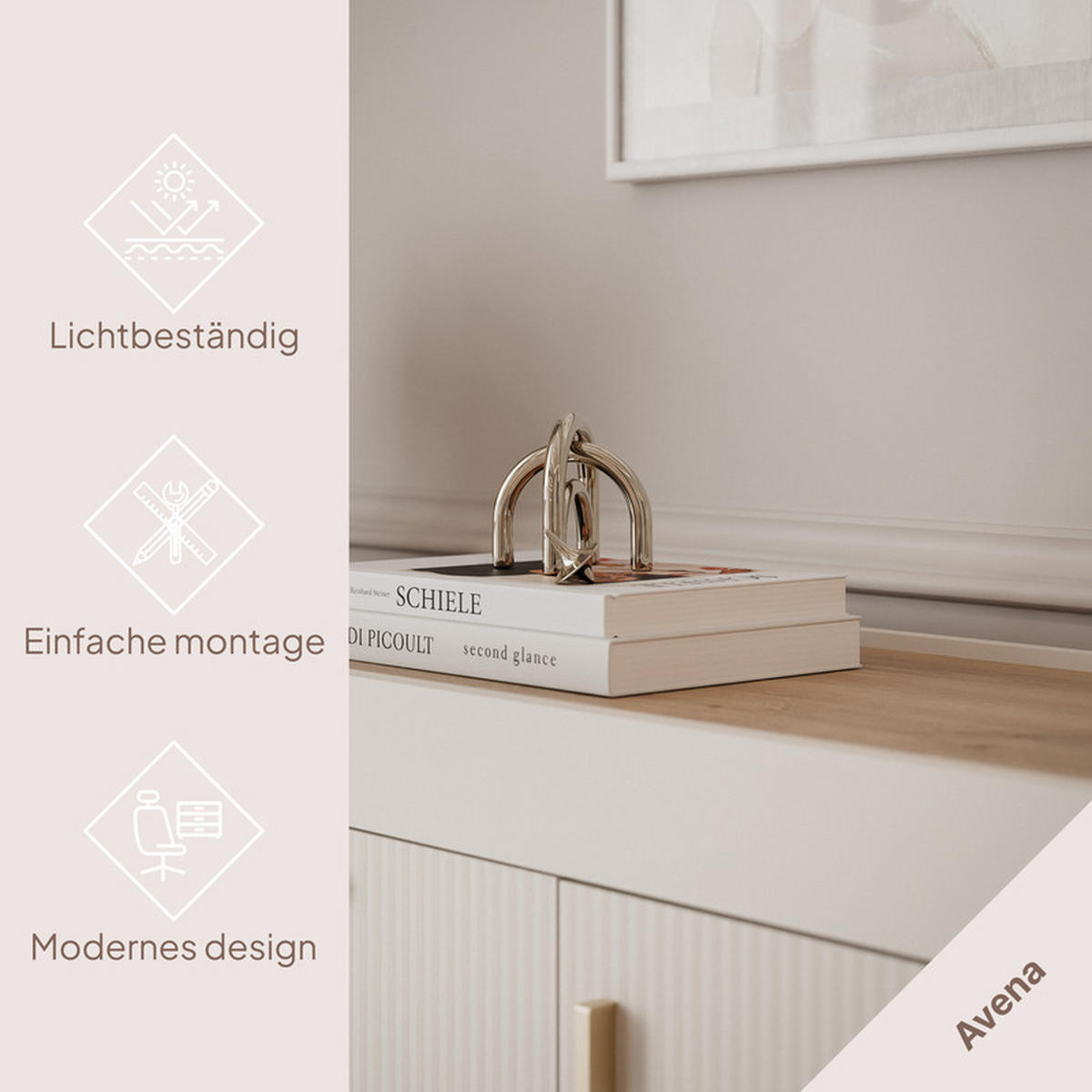 KOMMODE AVENA 137/40/84 cm, 3 Schublade(n), Kaschmir / Eiche - Kaschmir, Holzwerkstoff/Kunststoff (137/84/40cm) - Idohome
