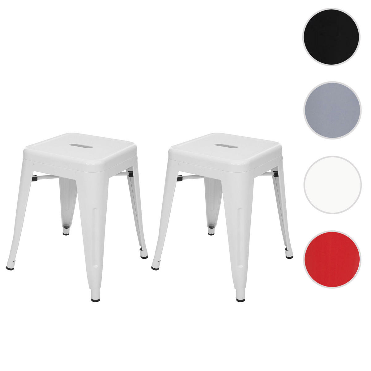 HOCKER Weiß 2er-Set - Weiß, Metall (39/46/39cm) - MCW