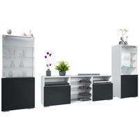 WOHNWAND Granada Schwarz matt - Schwarz, Holzwerkstoff (286/122.5/35cm) - Vladon