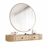 SCHMINKTISCH OVALINE mit Spiegel, 123 cm Cremona-Eiche - Eichefarben/Goldfarben, Holzwerkstoff/Metall (123/17.5/36cm) - Idohome