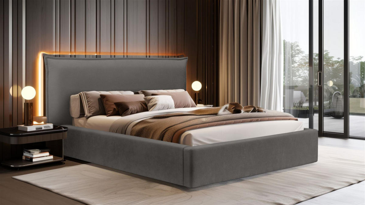 POLSTERBETT Amada In Ditra - Anthrazit, Holzwerkstoff/Textil (160/200cm) - Fun Möbel